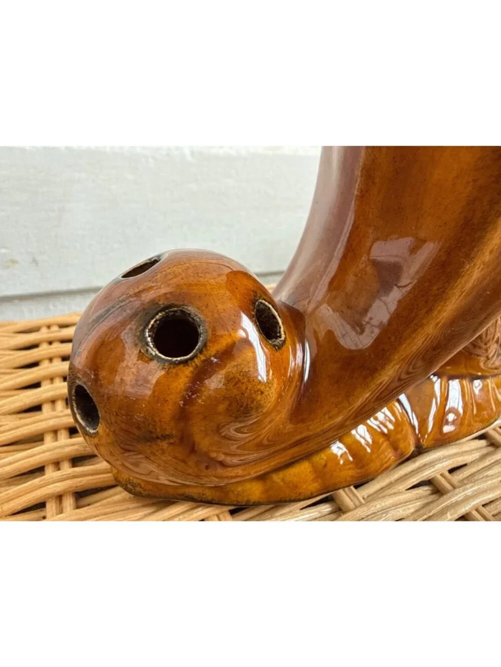 Vintage 70s Anna Van Briggle Brown Pottery Flower Frog Vase